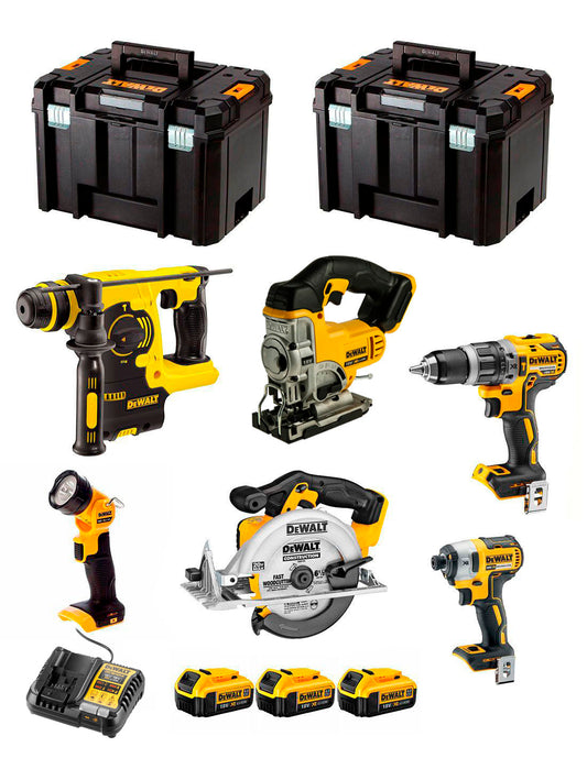 Dewalt-Kit mit 6 Werkzeugen + 3bat 5Ah + Ladegerät + 2xTSTAK VI DCK653P3