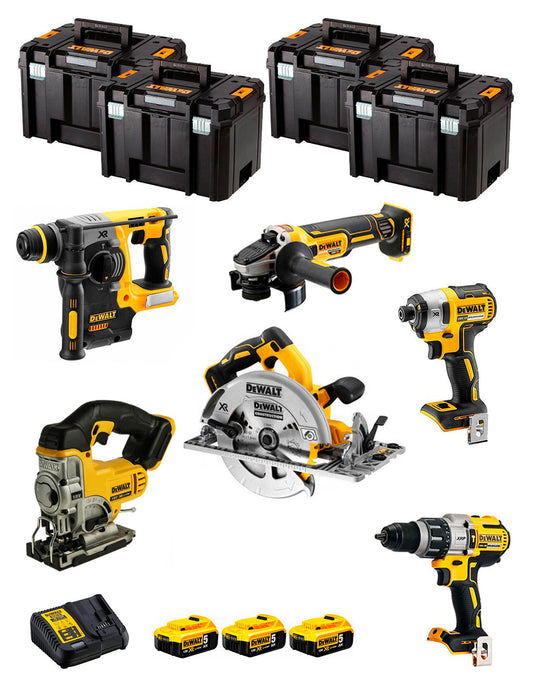 Dewalt Kit 6 Werkzeuge + 3 Bat 5ah + DCB115 Ladegerät + 4xTstak VI Kit DCK670P3