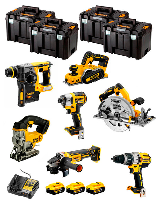 Kit Dewalt 7 herramientas + 3 bat 5ah + Cargador DCB1104 + 4xTstak VI Kit DCK770P3