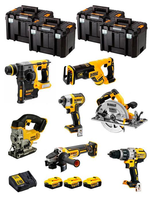 Dewalt Kit 7 Werkzeuge + 3 Bat 5ah + DCB115 Ladegerät + 4xTstak VI Kit DCK767P3