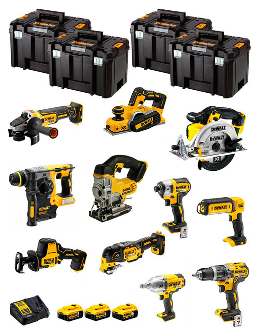 Dewalt Kit 11 Werkzeuge + 3bat 5Ah + DCB115 Ladegerät + 4xTSTAK DCK111P3