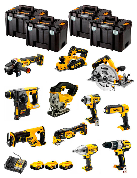 Dewalt Kit 11 Werkzeuge + 3bat 5Ah + DCB1104 Ladegerät + 4xTSTAK DCK116P3