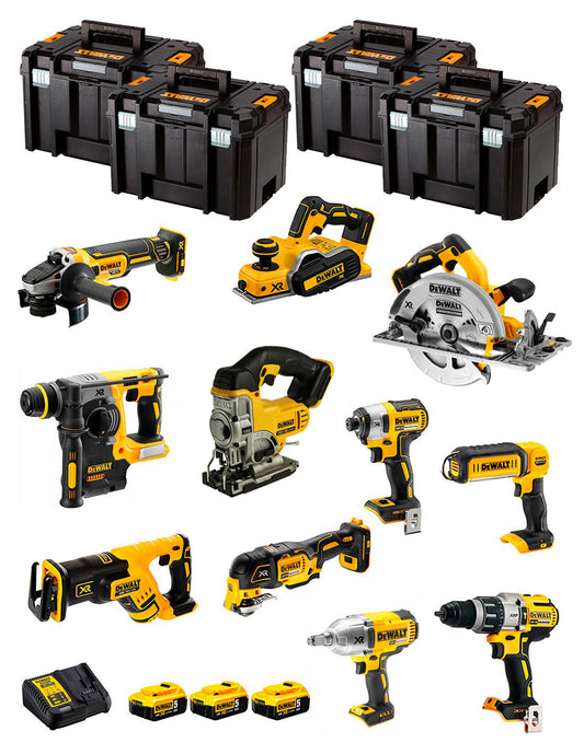 Dewalt Kit 11 Werkzeuge + 3bat 5Ah + DCB115 Ladegerät + 4xTSTAK DCK116P3