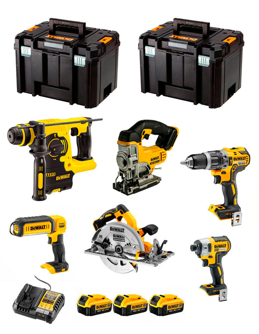 Dewalt-Kit mit 6 Werkzeugen + 3bat 5Ah + Ladegerät + 2xTSTAK VI DCK673P3