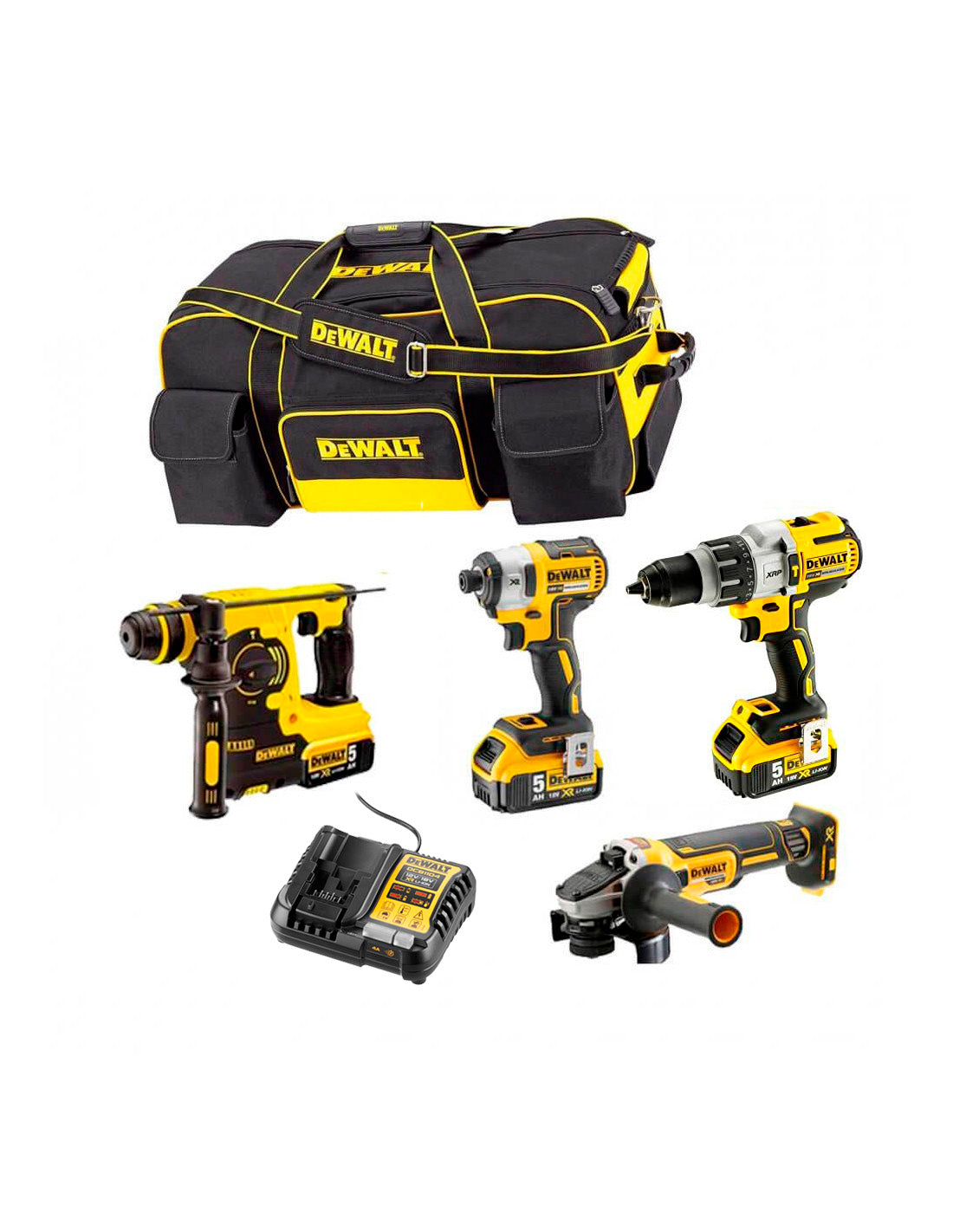 Power Kit Dewalt Hammer + Bohrer + Schleifer + Schlagschrauber DCK434P3