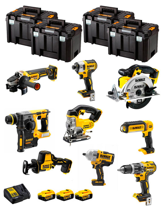 Dewalt Kit 9 Werkzeuge + 3 Bat 5ah + DCB115 Ladegerät + 4xTstak VI DCK991P3