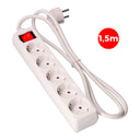 Mehrfachsteckdose mit 5 Steckplätzen, 2P+E, mit beleuchtetem Schalter, 16 A, 250 V~, 1,5 m H05VV-F-3G-Kabel, EDM