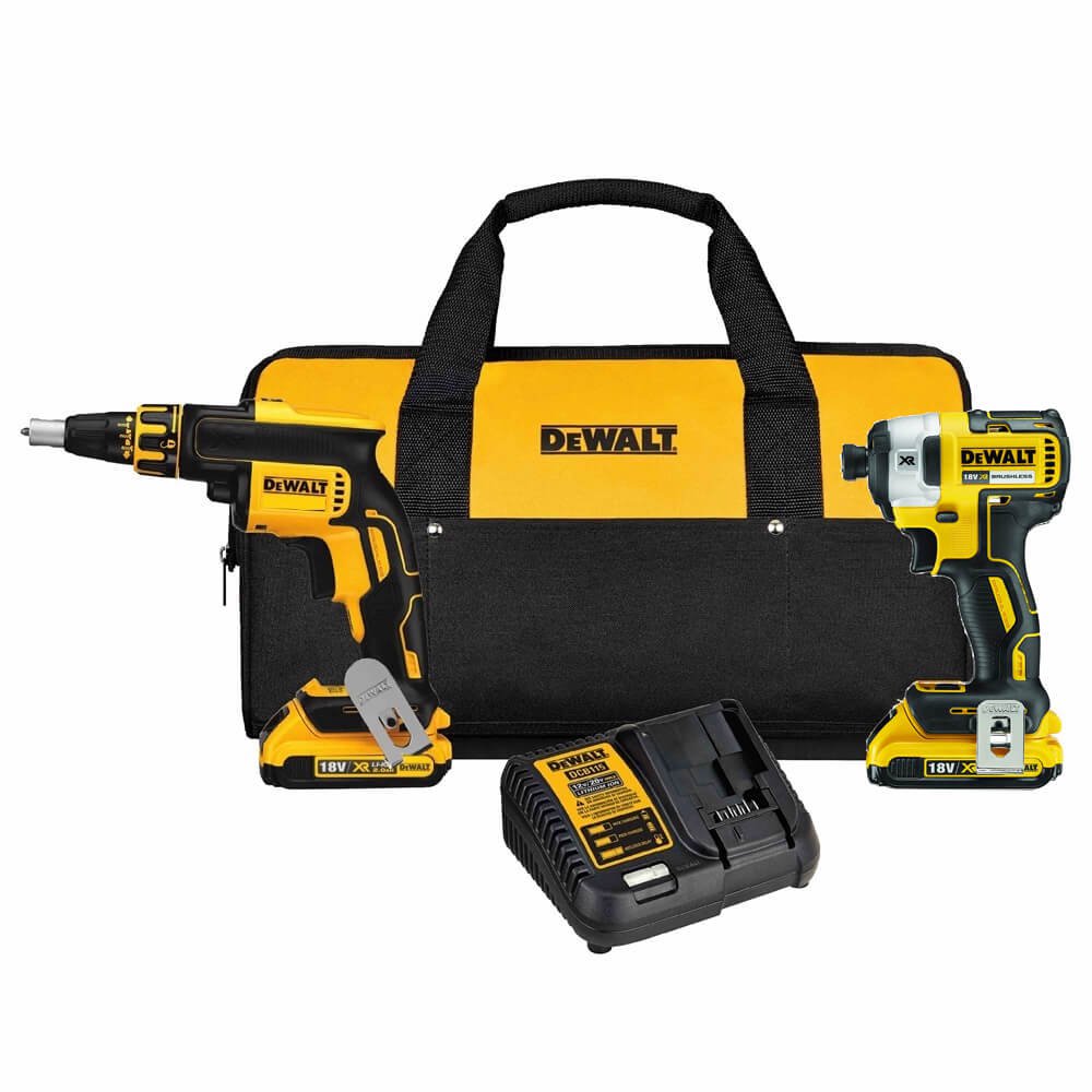 Dewalt DCK267D2 18V XR Set – DCF887 Schlagschrauber + DCF620 Gipskartonschraubendreher + Tasche + 2 LI-ION 2,0 Ah Akkus