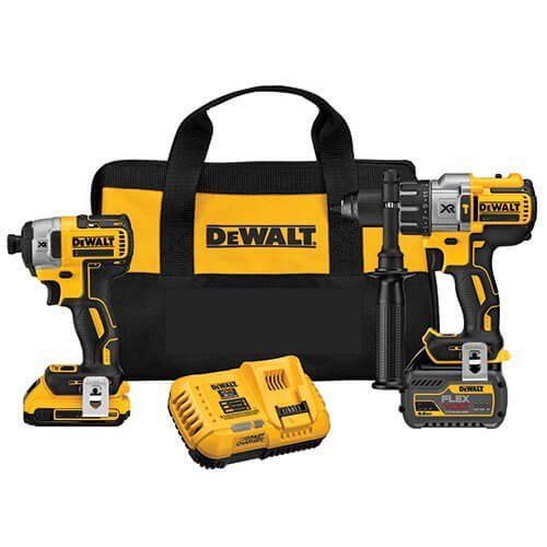 Dewalt DCK299D1T1 18 V XR Set – Schlagschrauber + Bohrhammer + Tasche + 2 LI-ION-Akkus (2,0 Ah + 6,0 Ah)