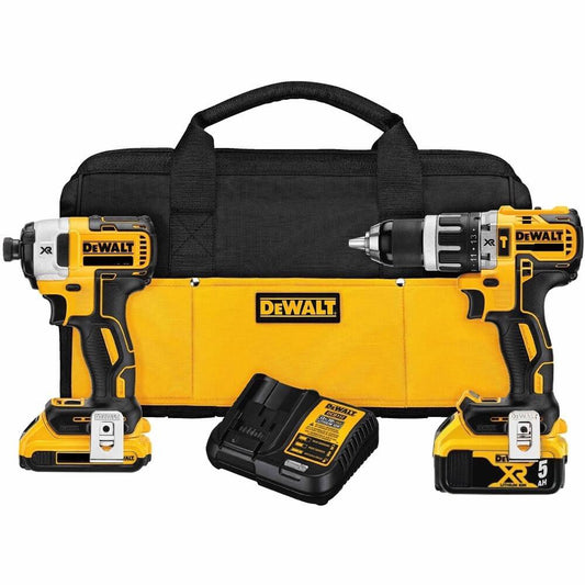 Dewalt DCK287D1P1 18V XR Set – Schlagschrauber + Bohrhammer + Tasche + 2 LI-ION-Akkus (1X2,0 Ah + 1X5,0 Ah)