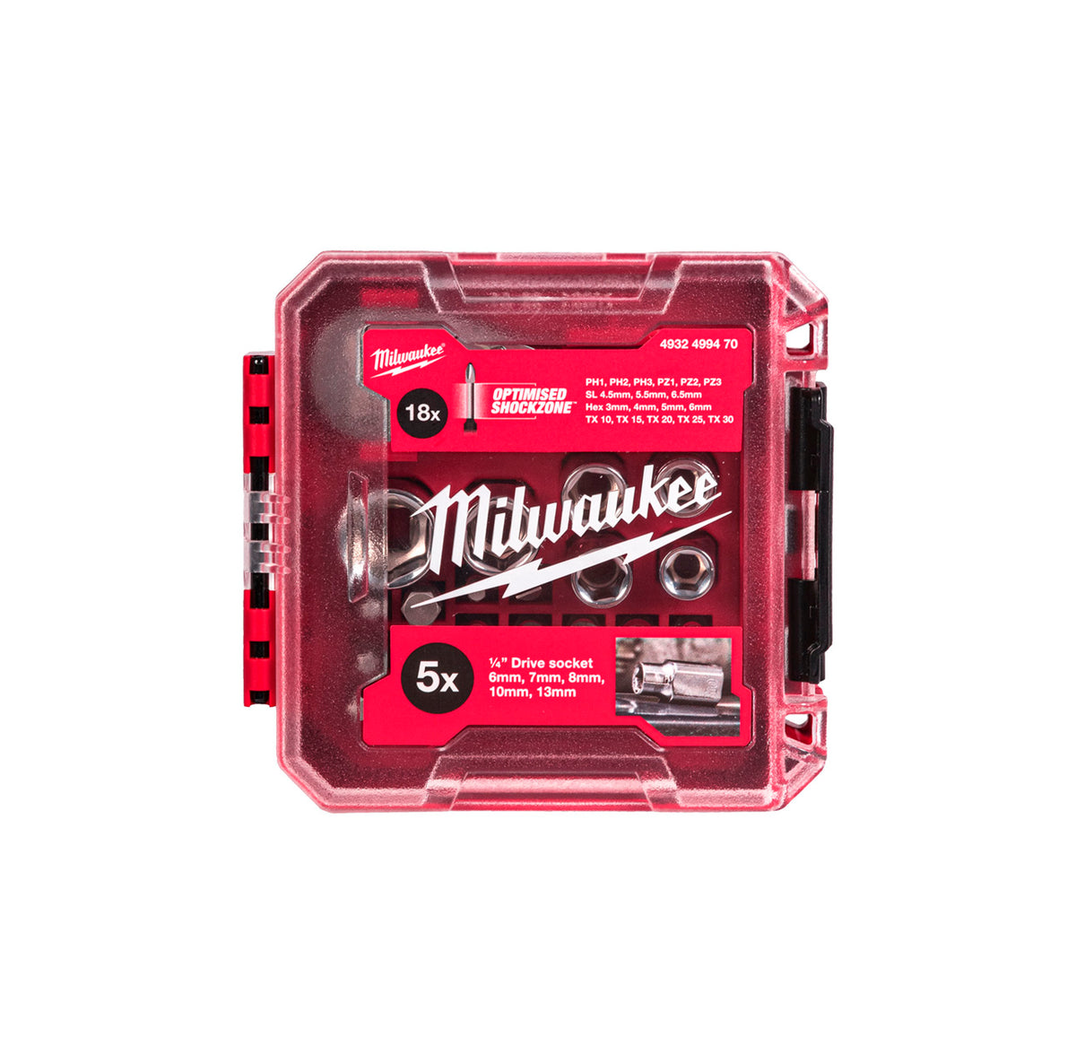 25-teiliges Set, kompakte 1/4″-Ratsche mit Bits Milwaukee 4932499470