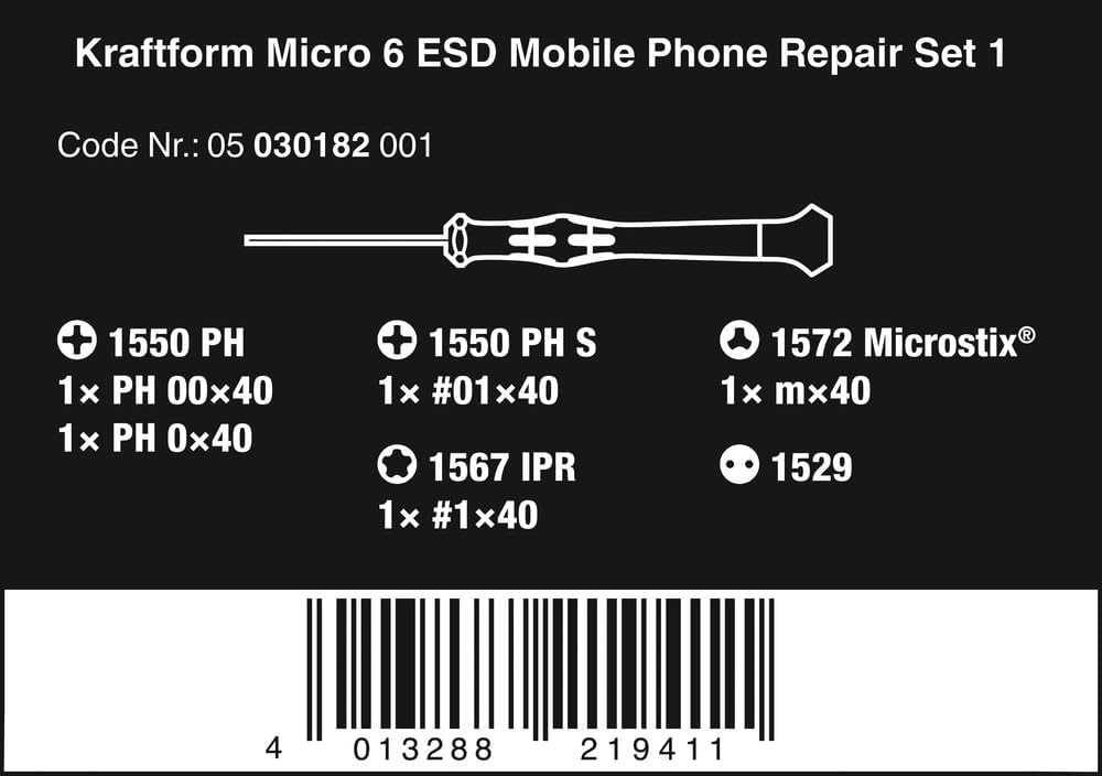 Reparaturset für Smartphones Kraftform Micro 6 ESD (6-teilig) Wera