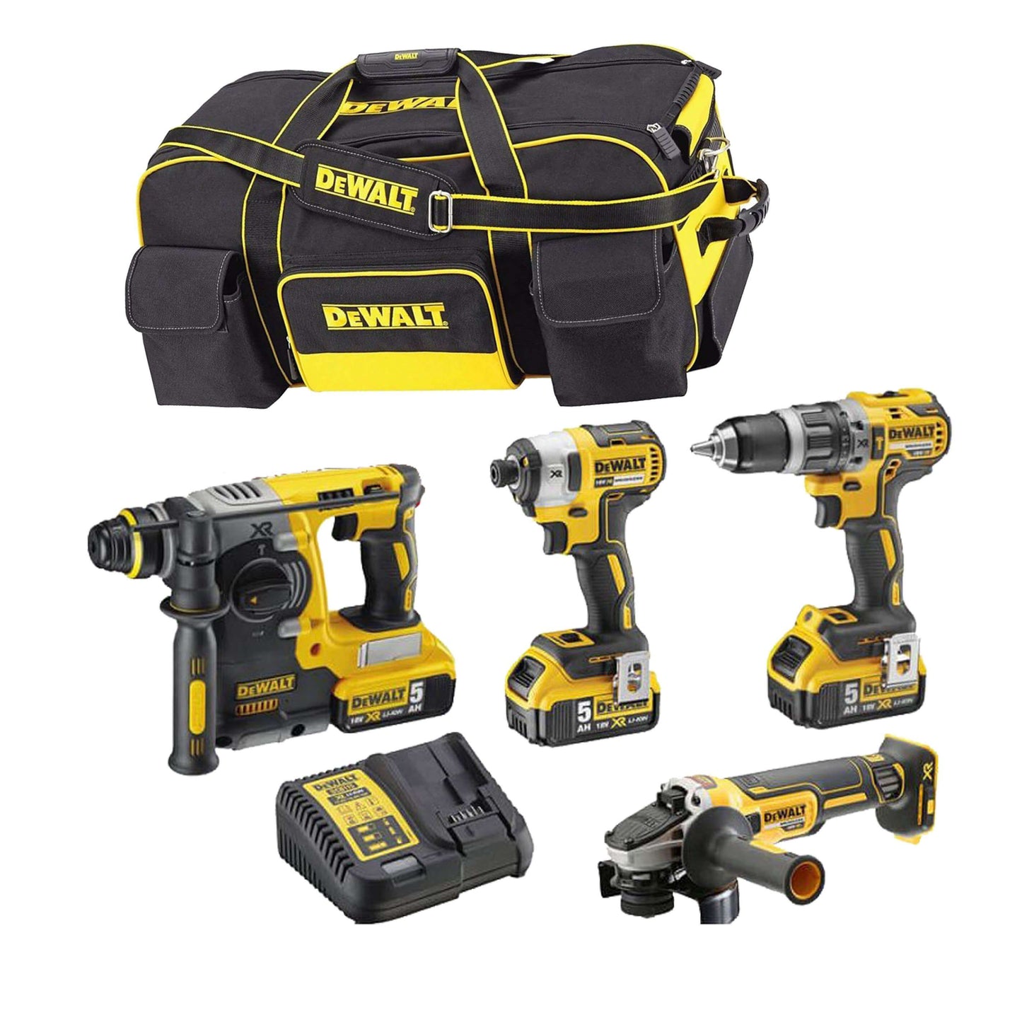 Power Kit Dewalt Hammer + Bohrer + Schleifer + Schlagschrauber DCK433P3