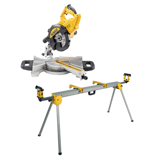 Kit Teleskop-Gehrungssäge 1400W Ø216mm DWS774 + Werkbank DE7023 Dewalt CPROF473