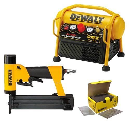 Kit Finishing Pin Nailer DPN2330 + Kompressor DPC6MRC + Headless Mini Pin Box Dewalt CPROF374