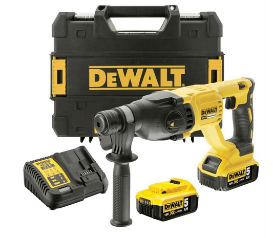 Leichter Hammer 18V SDS-Plus 2,6 J mit 2 5Ah Akkus und Dewalt DCH133P2 Koffer