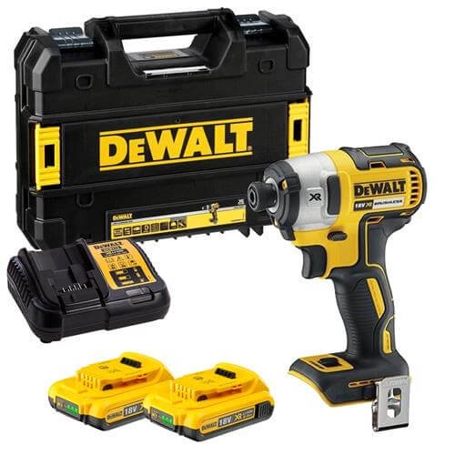 Atornillador de Impacto 18V XR sin escobillas 205Nm con 2 baterías 2Ah y maletín Dewalt DCF887D2