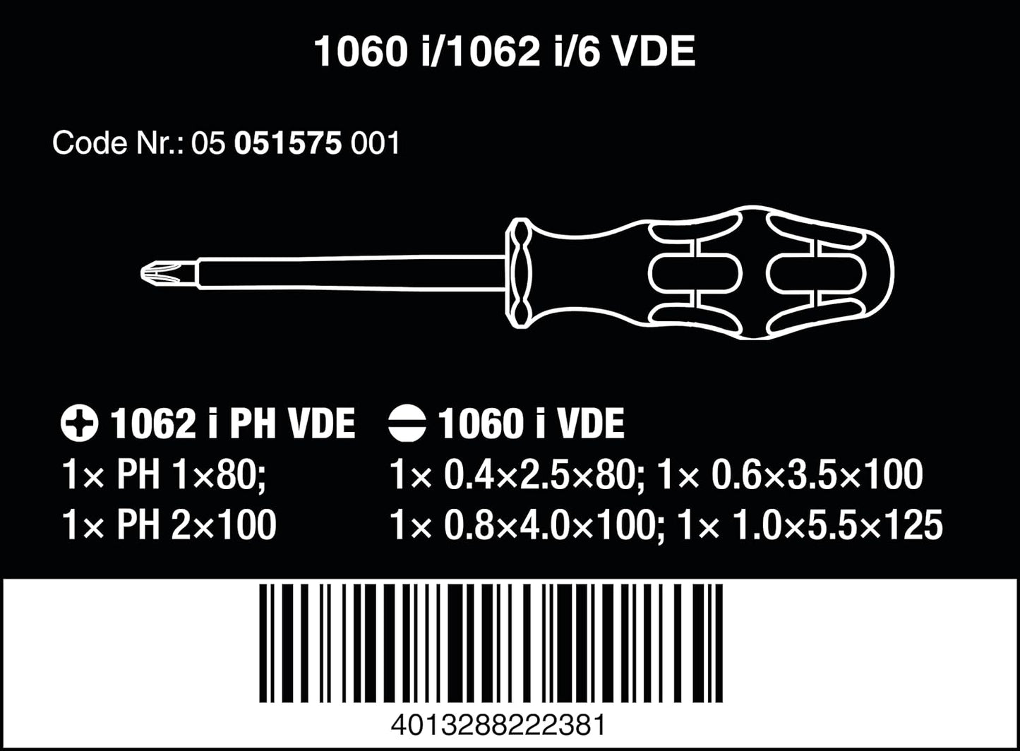 Schraubendreher-Satz Kraftform VDE 6-teilig Wera 1060 i/1062 i/6