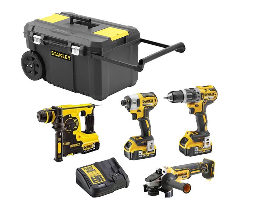 Power Kit Dewalt Hammer + Bohrer + Schleifer + Schlagschrauber DCK435P3