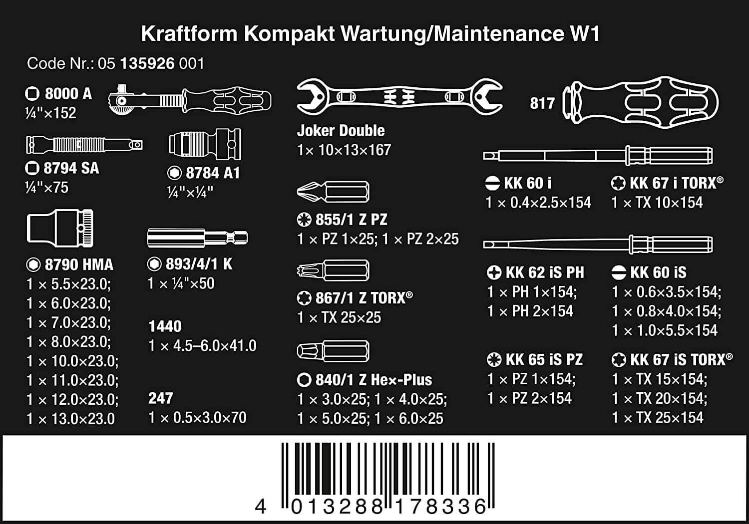 Juego de herraminetas de mantenimiento 35 piezas Wera Kraftform Kompakt W 1 ref.135926  - 2