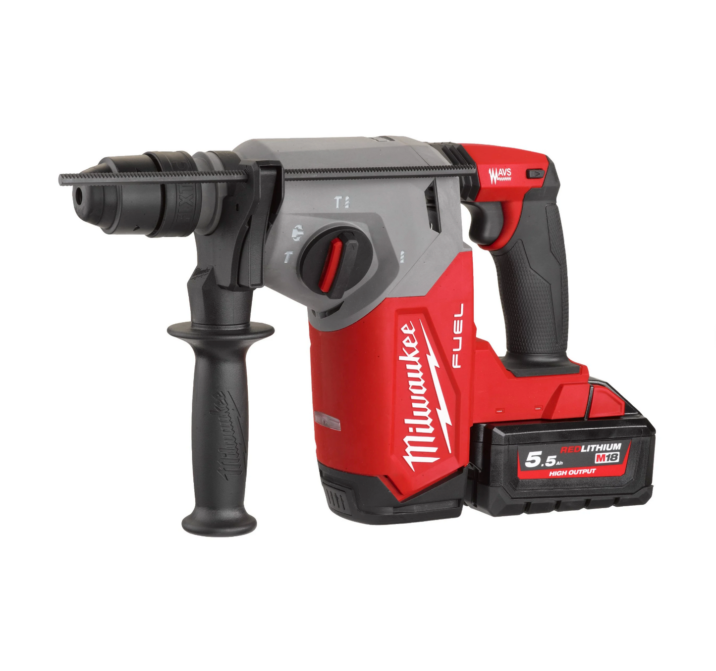 26-mm-SDS-Plus-Kombihammer mit Fixtec 2,5J + 2bat 5,5Ah + Ladegerät + Koffer Milwaukee M18 FHX-552X