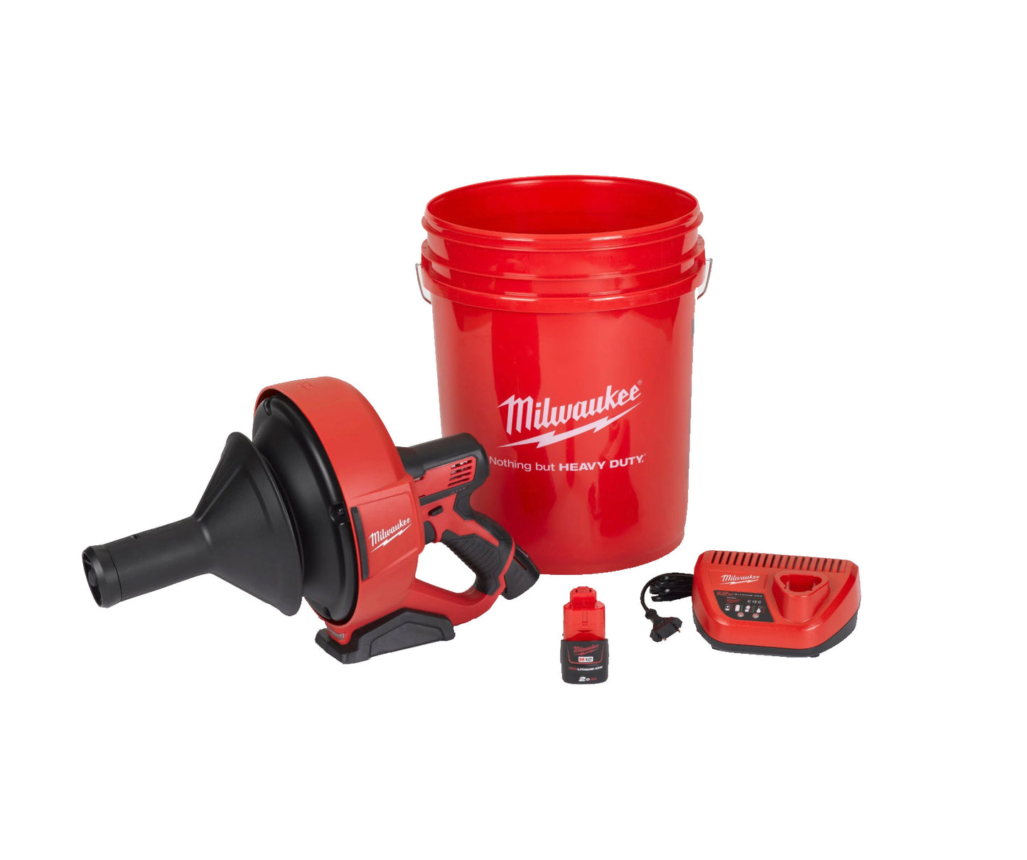 8mm Spulenstößel + 2bat 2Ah + Ladegerät + Milwaukee M12 BDC8-202C Transportschaufel