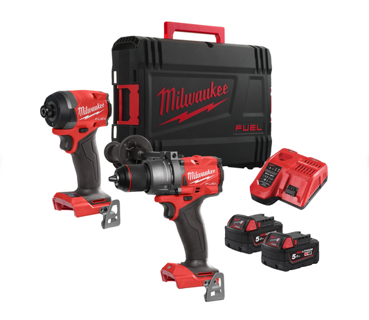 Powerpack M18 Schlagbohrmaschine + Schlagschrauber + 2 Akkus + Ladegerät + Koffer Milwaukee M18 FPP2A3-502X