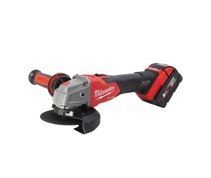 M18-Winkelschleifer 125 mm mit Bremse und Druckschalter + 2 Akkus 5 Ah + Ladegerät + Milwaukee-Koffer M18 FSAG125XB-502X