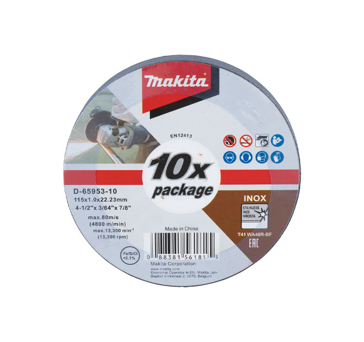 Caja 10 discos de corte Inox 115mm Makita D-65953-10