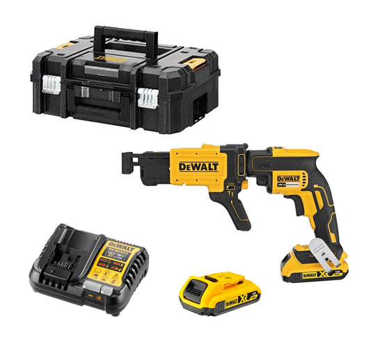 Dewalt 18-V-Gipskartonschraubendreher mit 2 2,0-Ah-Akkus mit Koffer + DCF620D2K-Schnellladegerät