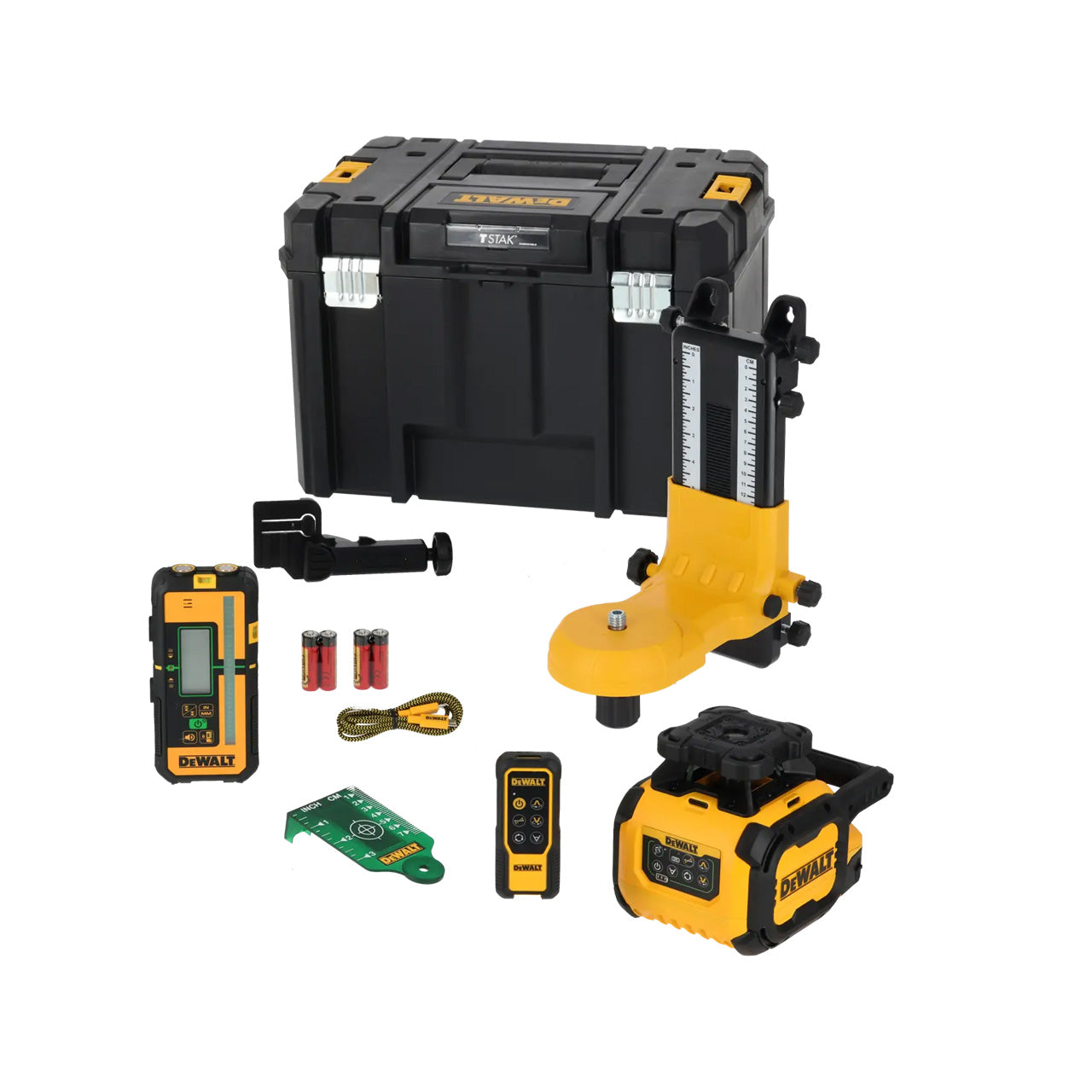 Selbstnivellierendes grünes USB-C-Rotationslaser-Set, 600 m, mit Dewalt-Detektor DCLE15221G