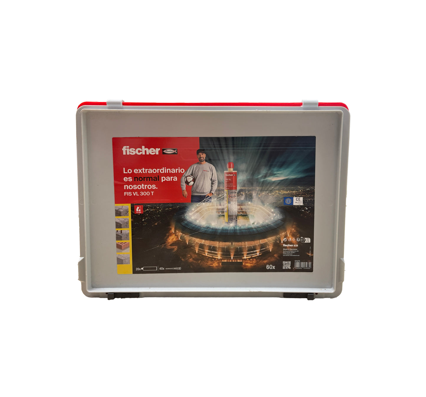 Packung 20 Kartuschen Chemikalienblock 300ml FIS VL 300 T + 40 Düsen + Schachtel Fischer 574270