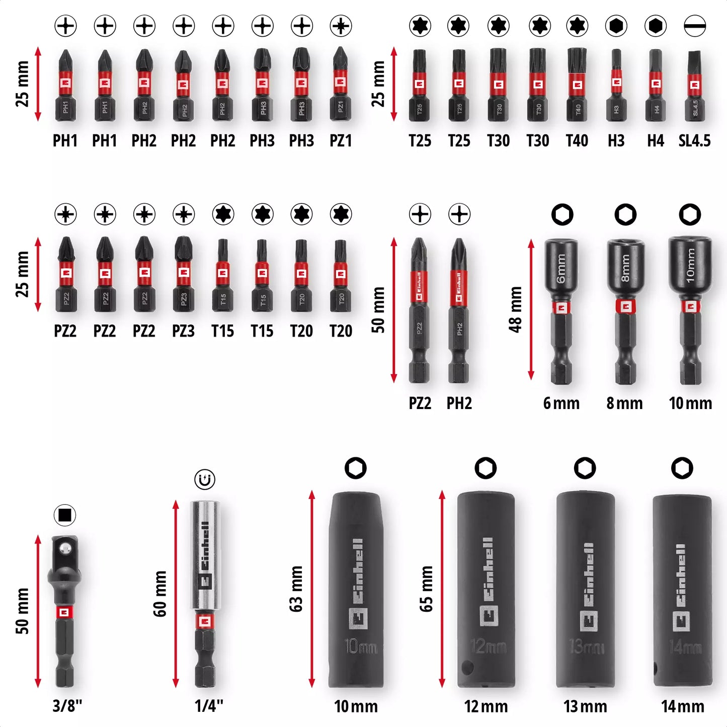 Einhell M-CASE Bit- und Steckschlüsselsatz 35-teilig 49109230