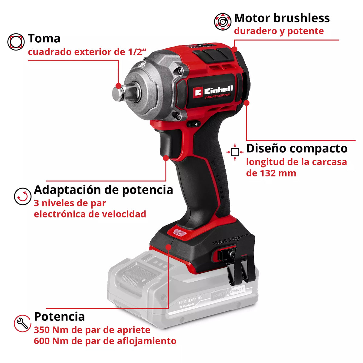 18-V-Schlagschrauber 350 Nm Einhell TP-CW 18/350-C Li BL -  Solo