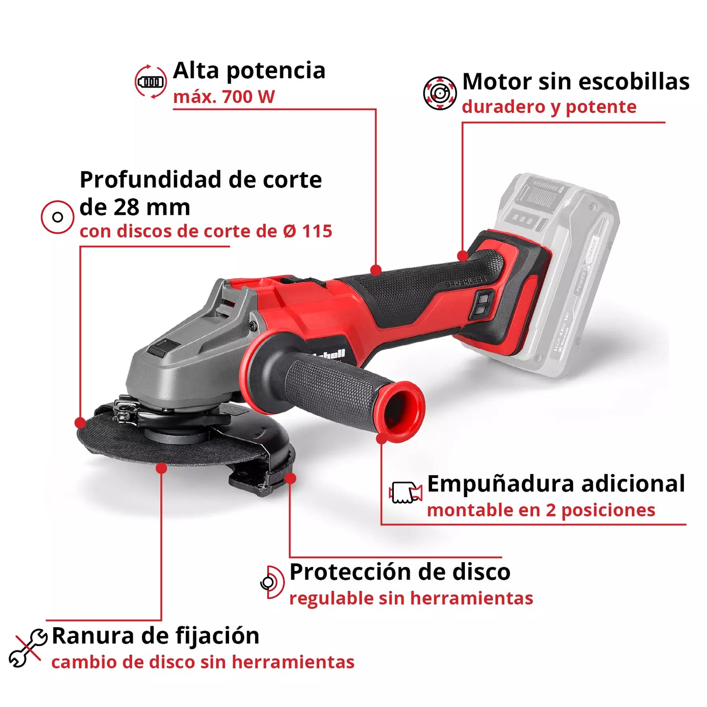 Amoladora angular 115mm 18V Einhell AXXIO 18/115 Q
