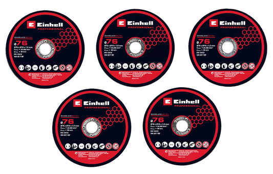5er-Set diamantbeschichteter Trennscheiben, 76 mm, Einhell