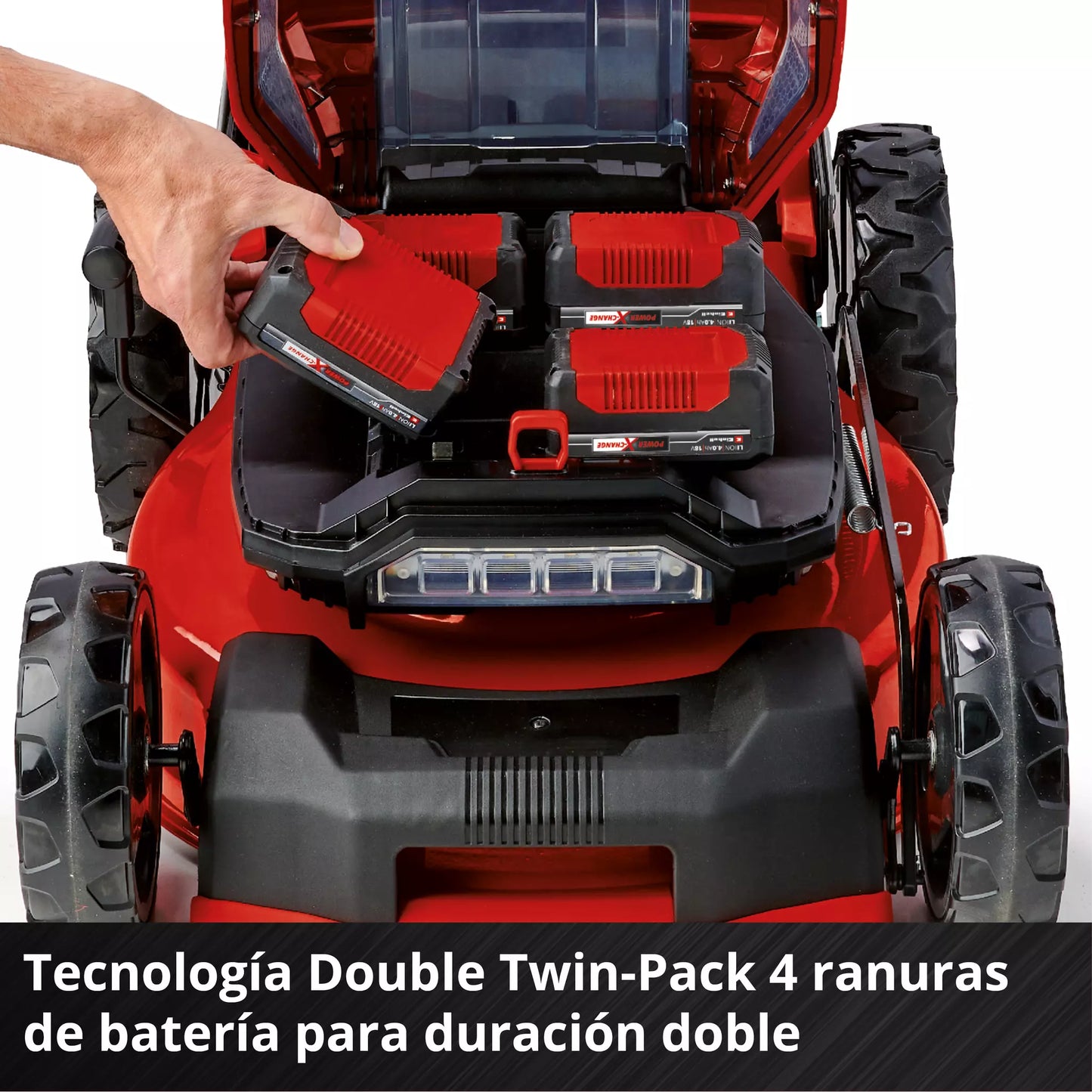 Cortacésped a batería con 4bat 4,0Ah + 2 cargadores dobles GP-CM 36/47 S Li BL Einhell