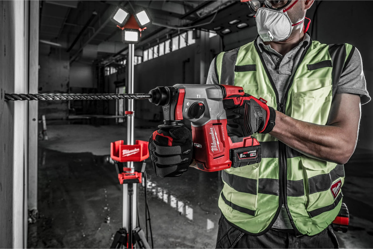 SDS-PLUS 2.3J M18 25 mm Kombihammer + 2 Bat 5 Ah + Ladegerät + Koffer Milwaukee M18 BLH-502X