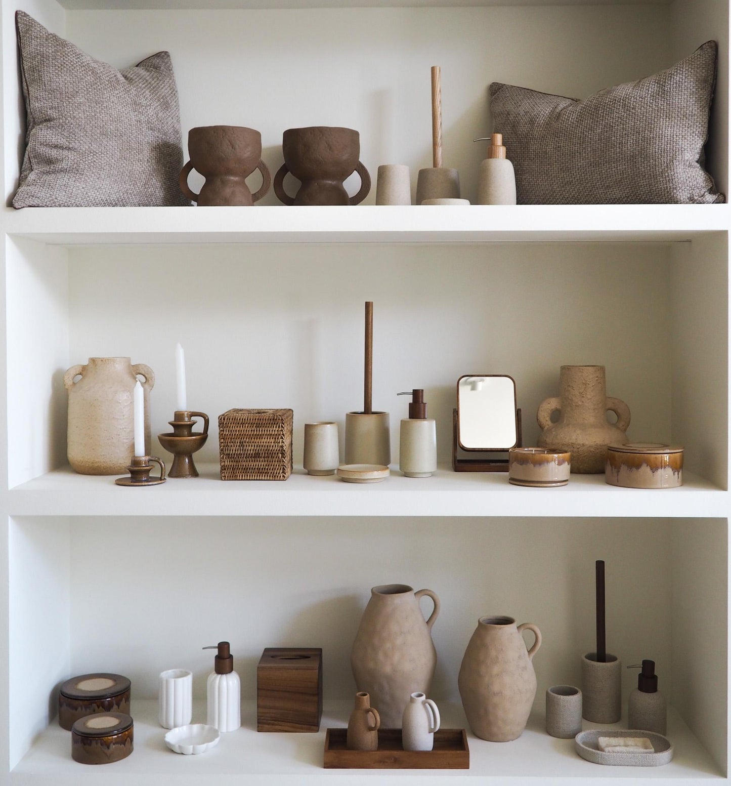 Jarrón beige de gres Masaka 30cm Andrea House