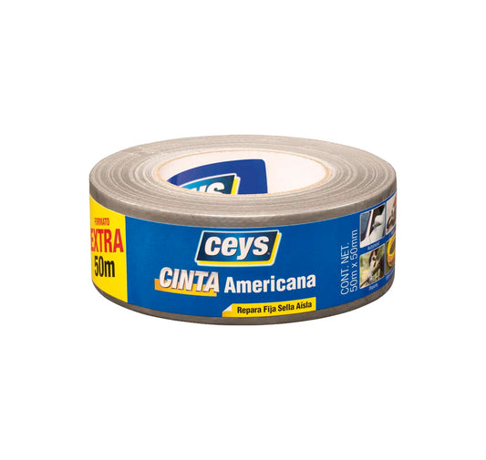 Ceys silbernes Gewebeband, Rolle 50 m × 50 mm