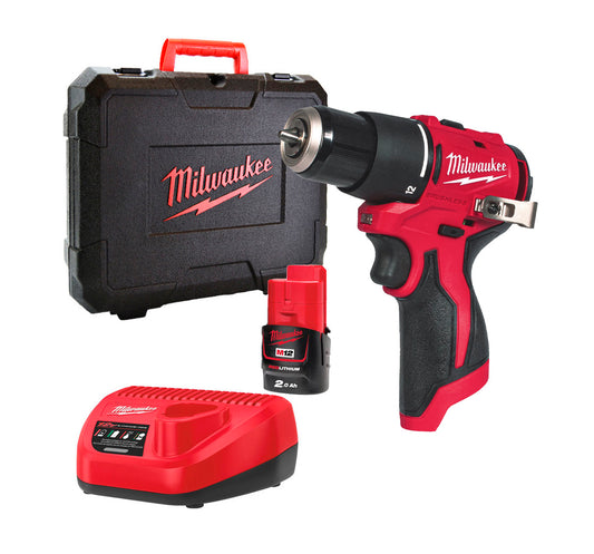 Subkompakter Schlagbohrer M12 + 2-Ah-Akku + Ladegerät + Koffer Milwaukee M12 BLPDRC-202C
