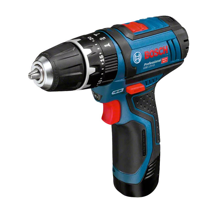 GSB 12V-15 Bohrmaschine + 2Ah Akku + 25 Bit-Satz + Bosch Ladegerät