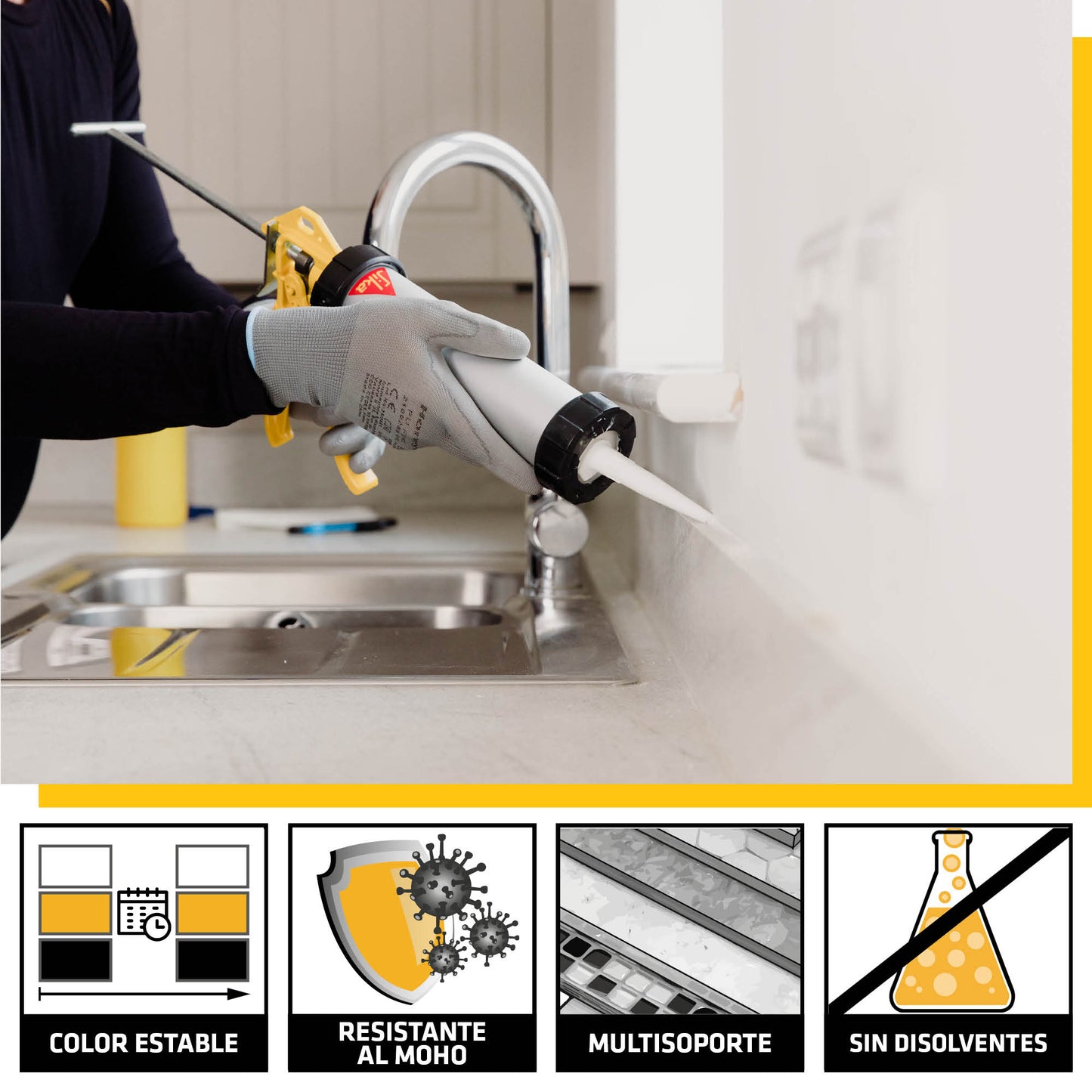 Cartucho de selante de silicone neutro sanitário 300ml SikaSeal-175